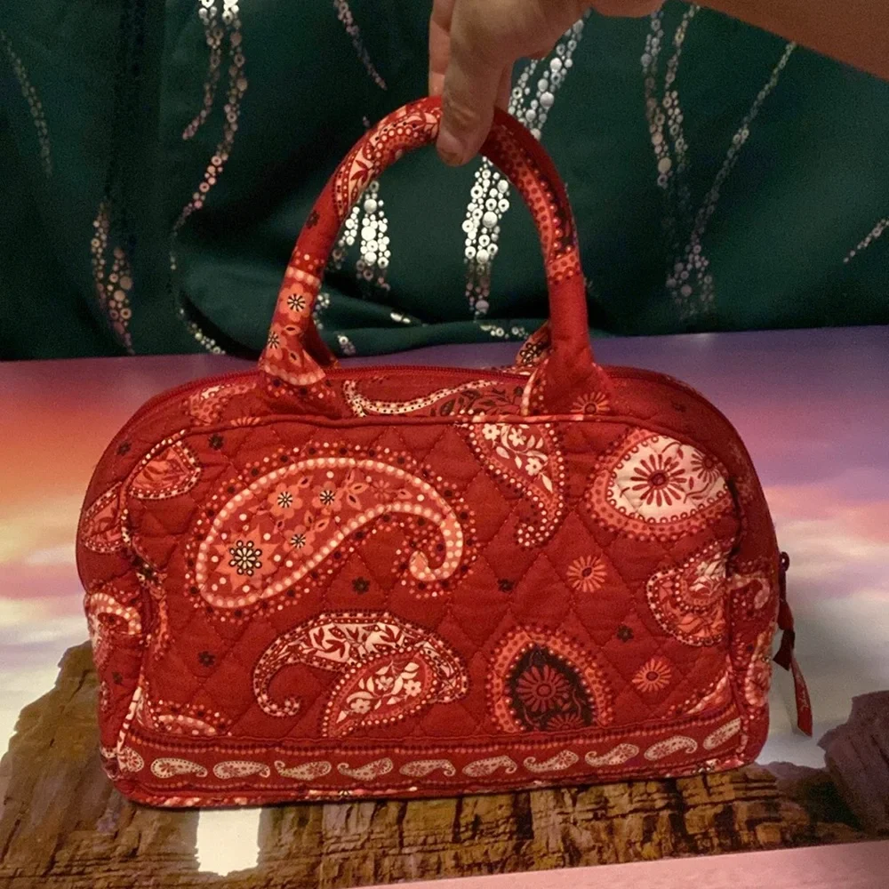 Two items Vera Bradley deep red Parsley shoulder bag.